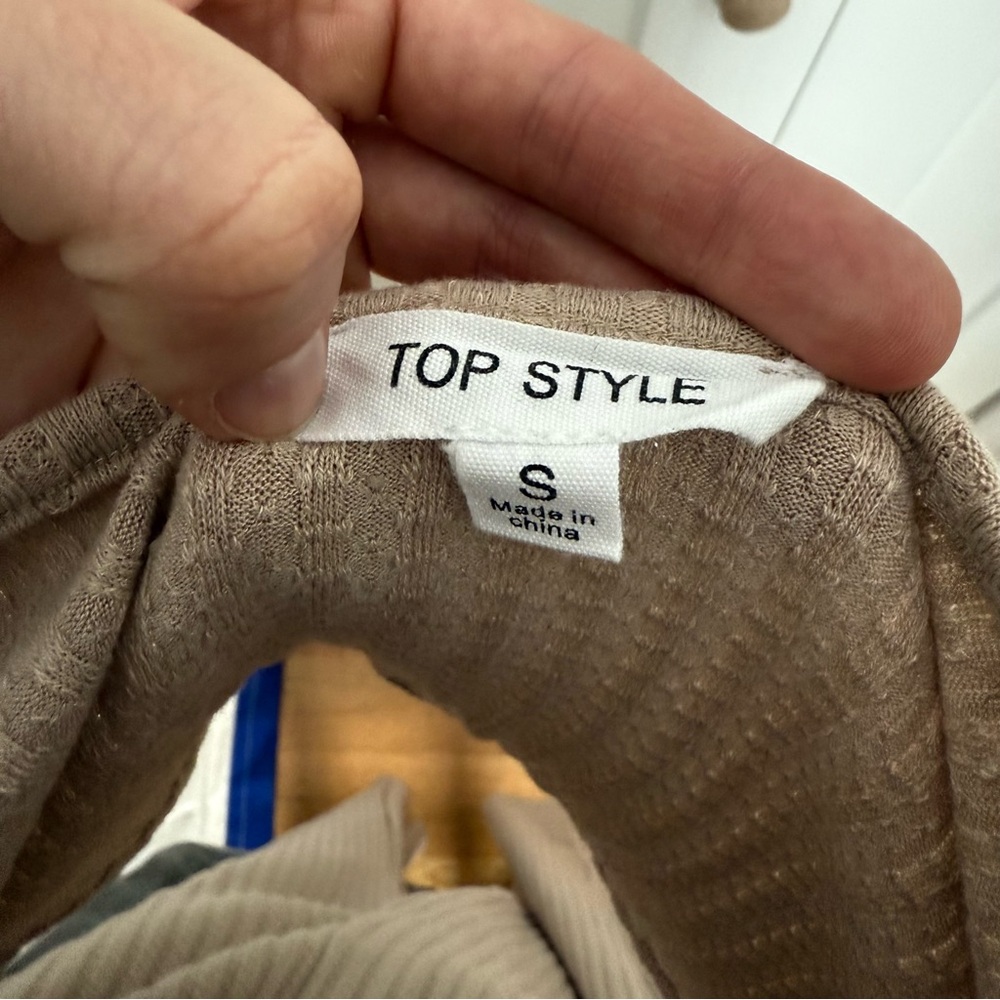 Beige Ribbed Shirt & Pant Set - Picture 3 of 7